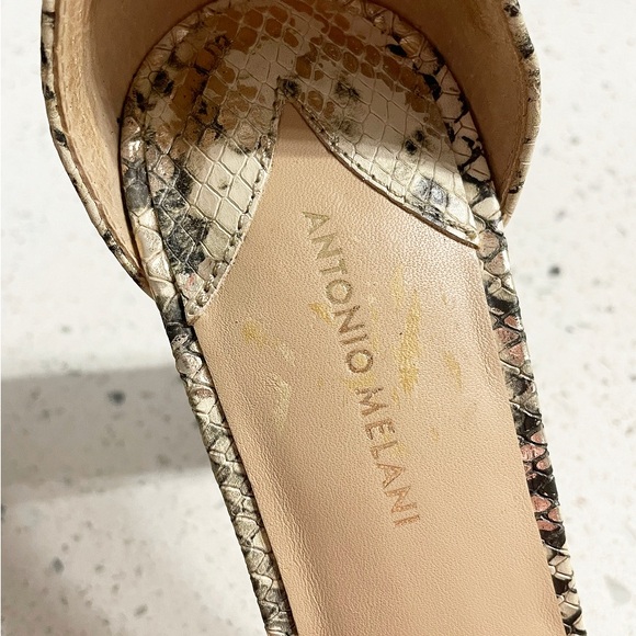 Antonio Melani Women’s Snakeskin Print Leather Ankle Strap Heels Size 8.5M - Picture 5 of 15
